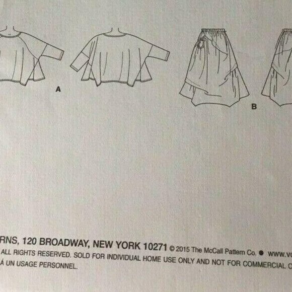 Sewing Pattern Vogue V9161 Marcy Tilton Loose Fit Top and Skirt Size XS-M Uncut - Picture 5 of 7